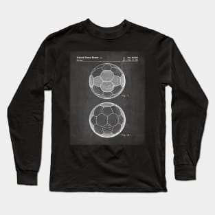 Soccer Ball Patent - Football Fan Bedroom Office Art - Black Chalkboard Long Sleeve T-Shirt